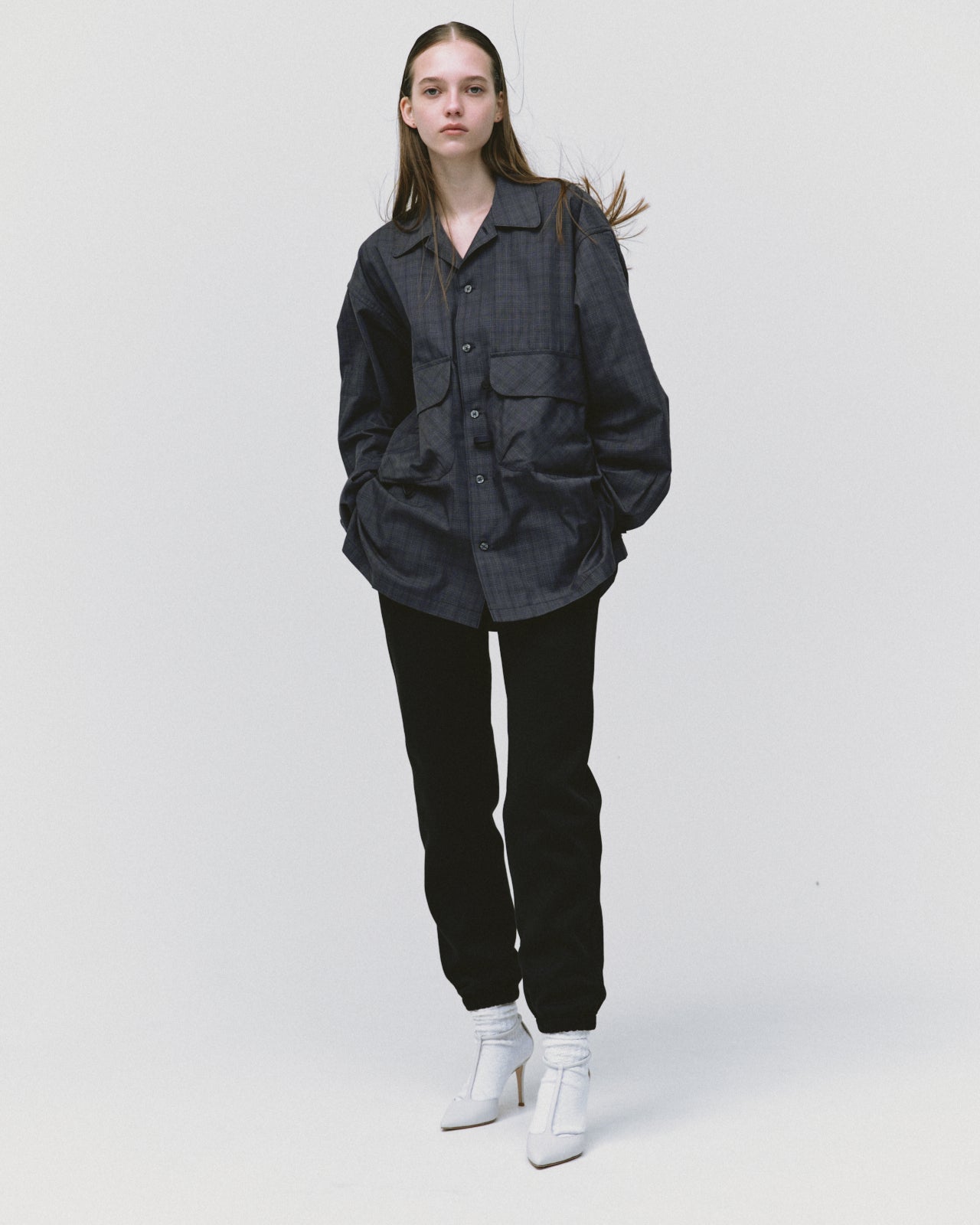 W's TECH SPORTS OPEN COLLAR SHIRT L/S NOVA CHECK