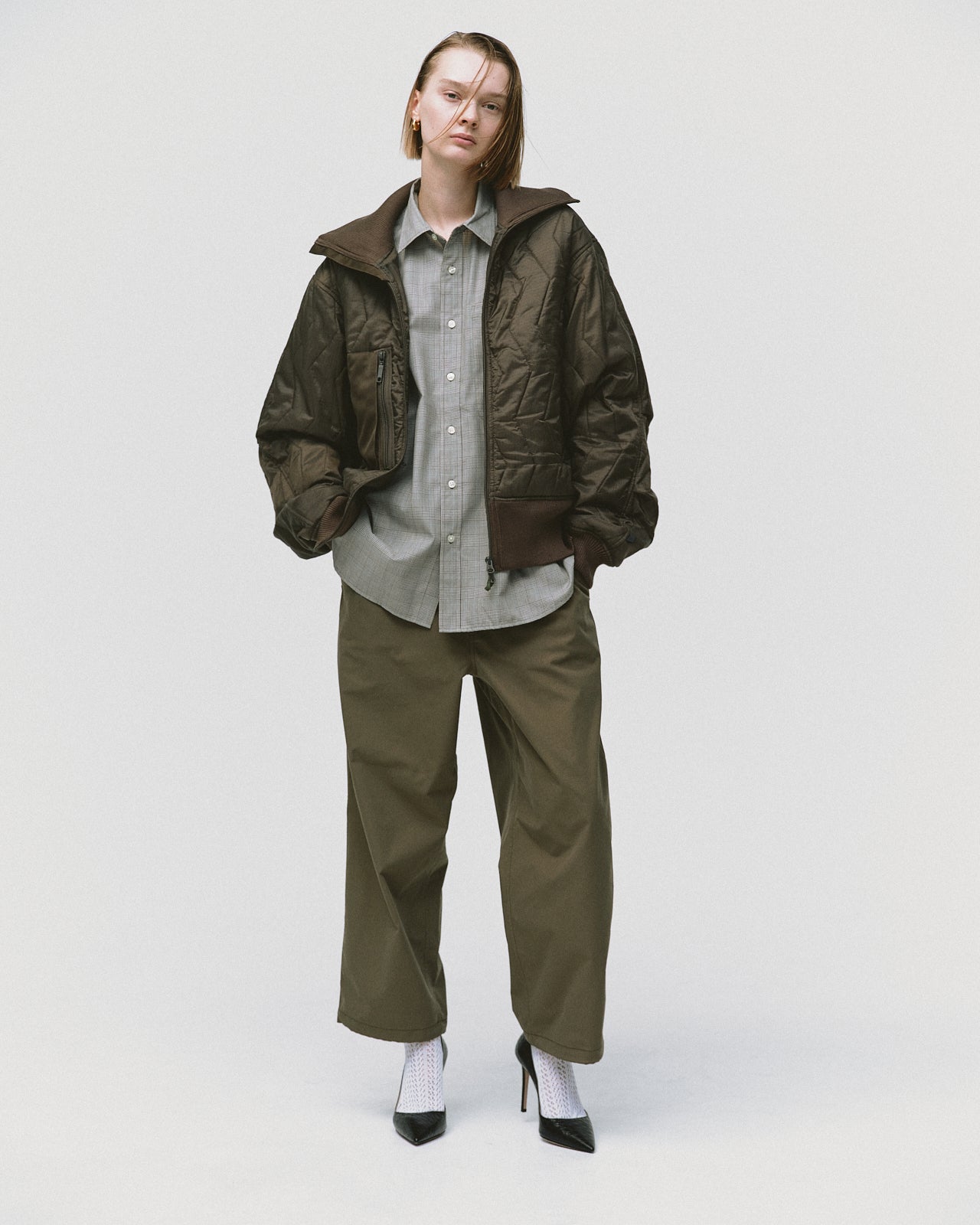 W's TECH ARMY QULTING HIGH NECK JACKET