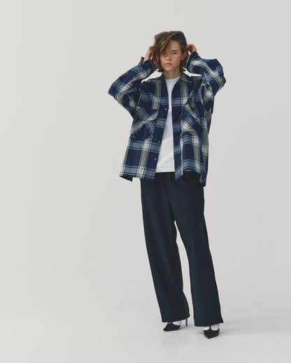 W's TECH SPORTS OPEN COLLAR SHIRT L/S BIG TARTAN