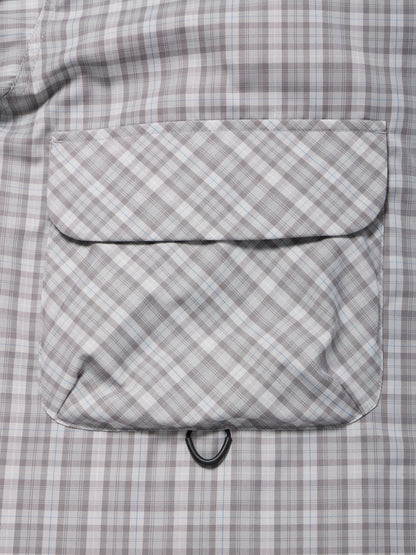 W's TECH SPORTS OPEN COLLAR SHIRT L/S GREN PLAID