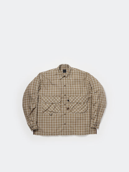 TECH SPORTS OPEN COLLAR SHIRT L/S GREN PLAID