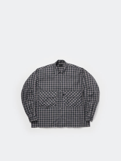 TECH SPORTS OPEN COLLAR SHIRT L/S GREN PLAID