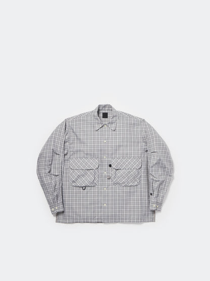 TECH SPORTS OPEN COLLAR SHIRT L/S GREN PLAID