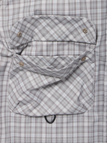 TECH SPORTS OPEN COLLAR SHIRT L/S GREN PLAID